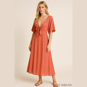 BloomChic Dress, Size 22-24, PTP. 22"+, Length 48", Red Clay, Pockets